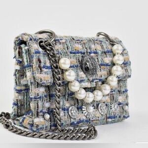 KURT GEIGER ~ Elegant Tweed Bag w/Chain as a Shoulder Bag or Bold Pearls Handbag